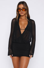 New Rules Long Sleeve Mini Dress Black