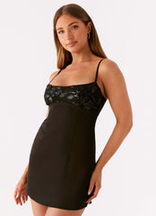 Zion Beaded Mini Dress - Black