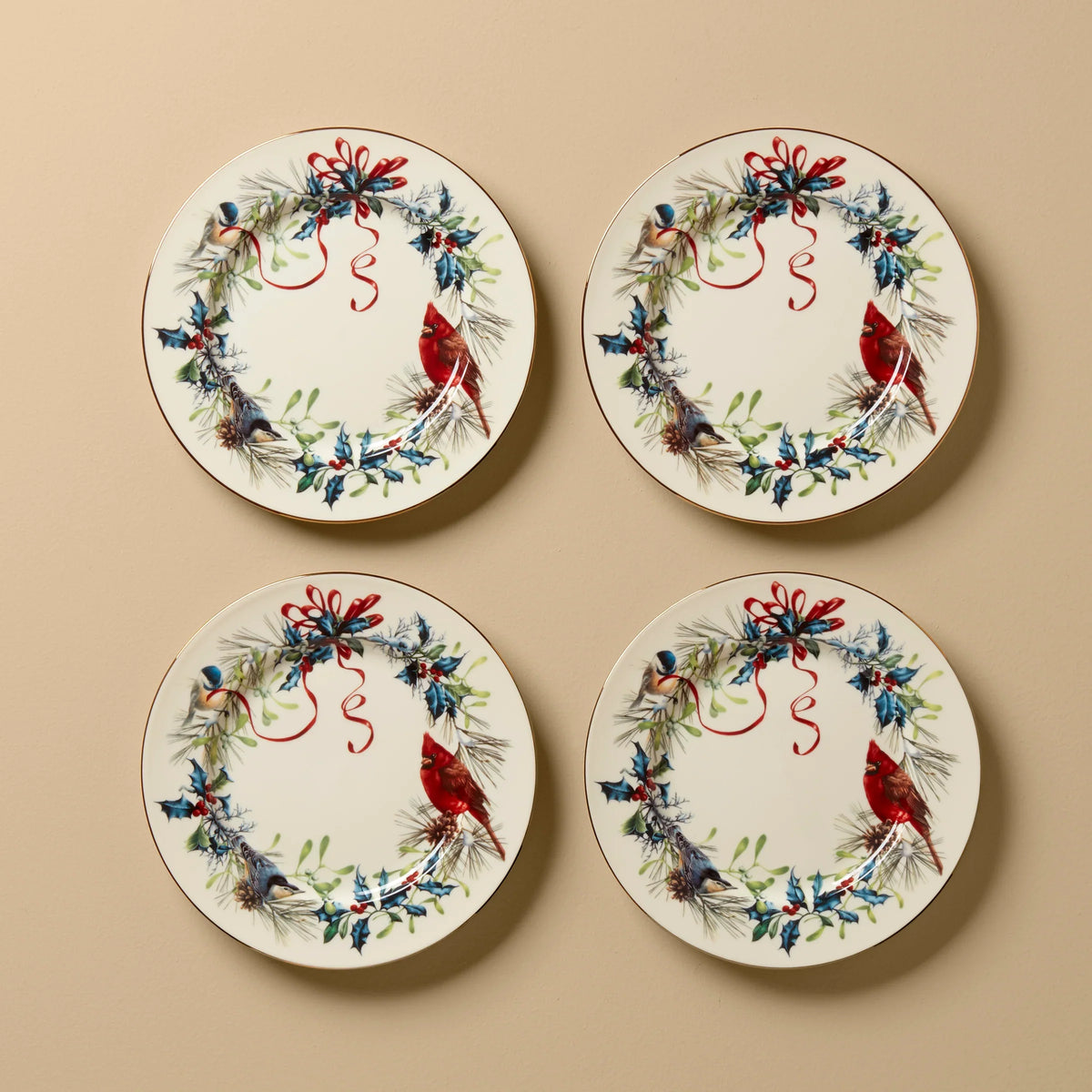Winter Greetings Salad Plates, Set of 4