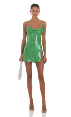 Sequin Side Slit Dress in Green
