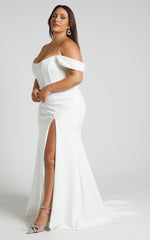 Ynes Bridal Gown - Off Shoulder Corset Split Gown in Ivory