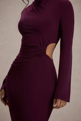 Anderson | Burgundy High-Neck Cut-Out Maxi Dress
