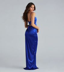 Laverne Formal Satin Lace-Up Column Dress
