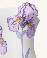 Slipper Orchid Appliqué Mini Dress - White