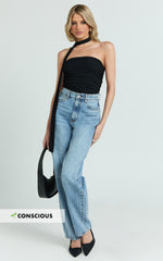 Nessa Jeans - High Waist Straight Leg Jeans in Light Blue Wash