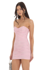 Foiled Mesh Corset in Pink