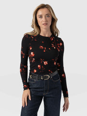 Austen Crew Neck Long Sleeve Tee - Dark Roses