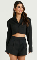 Florence Shorts - High Waist Mini Pleated Shorts in Black