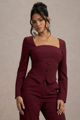 Los Angeles | Wine Pinstripe Tailored Top