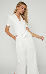 Naples Jumpsuit - Wrap Front Jumpsuit in White