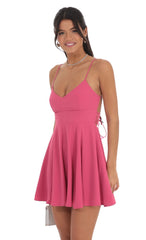 Open Back A-line Dress in Magenta