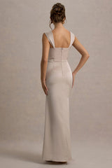 Admire | Champagne Satin Corset Wrap Maxi Dress