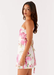 Lights Out Mini Dress - Ivory Floral Print