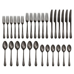 Mirabella Satin Gunmetal 30-Piece Flatware Set