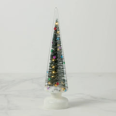 Snowy Wonderland LED Lit Brush Tree in Glass