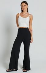 Sammie Pants - Jersey High Waisted Wide Leg Pants in Black