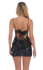 Peacock Sequin Bodycon Dress in Black