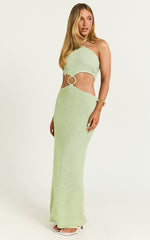 Amalie The Label - Mina Halter Knit Side Cut Out Midi Dress in Green
