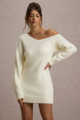 Terra | Cream Faux Mohair Oversized Mini Dress