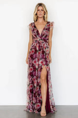 Carmine Maxi Dress | Wine Floral