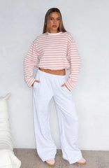 Give It A Rest Wide Leg Sweatpants Grey Marle