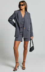 Caralina Blazer - Oversized Single Breasted Blazer in Charcoal