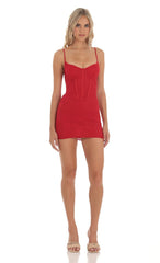 Lace Corset Dress in Red