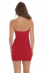 Front Bow Strapless Dress in Red