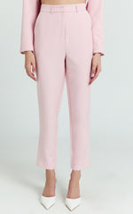 Hermie Pants - High Waisted Cropped Tailored Pants in Pale Pink