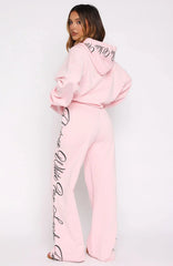 Lucky Thirteen Shaya Wide Leg Sweatpants Soft Pink