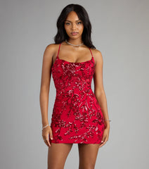 Camila Sequin Lace-Up Bodycon Mini Dress