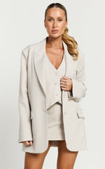 Melinda Blazer - Recycled Tailored Oversized Single Breasted Blazer in Stone
