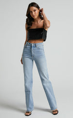 Elswyth Top - Strappy Sequin Crop Cami Top in Black Sequin