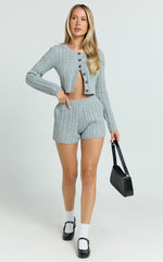 Primrose Shorts- Recycled Cable Knit Mini Shorts in Grey
