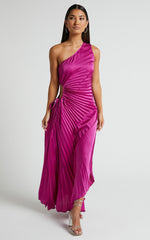 Kitsune Maxi Dress - One Shoulder Cut Out Dress in Pink