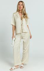 Jinky Pants - Satin Drawstring Pants in Off White