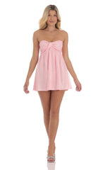 Sequin Babydoll Dress in Pink