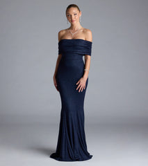 Nastassia Off-The-Shoulder Mermaid Glitter Formal Dress
