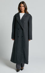 Silvena Coat - Oversized Longline Tailored Coat in Slate Grey