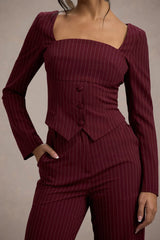 Los Angeles | Wine Pinstripe Tailored Top