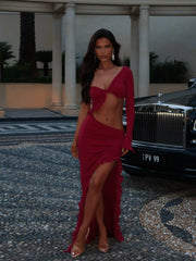 Elysia Maxi Dress Burgundy