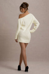 Terra | Cream Faux Mohair Oversized Mini Dress