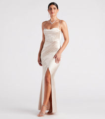 Stacie Satin Corset Wrap Formal Dress