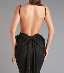 Gwendolyn Glitter Knit Bow-Back Mermaid Dress