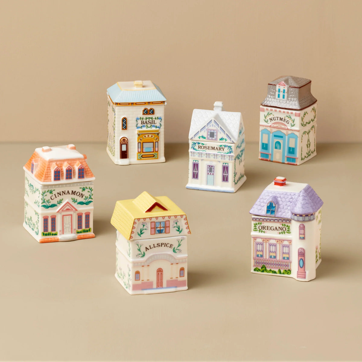 CS Lenox Spice Village 6-Piece Spice Jar Set #1