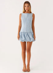 Meg Bubble Mini Dress - Blue