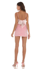 Velvet Sequin Bodycon Dress in Pink