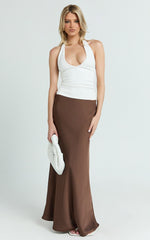 Amari Maxi Skirt - High Waisted Bias Cut Skirt in Chocolate