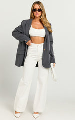 Emman Jeans - High Waisted Cotton Wide Leg Denim Jeans in Ecru