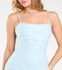 Mandy Lace-Up Slit Mermaid Sequin Formal Dress